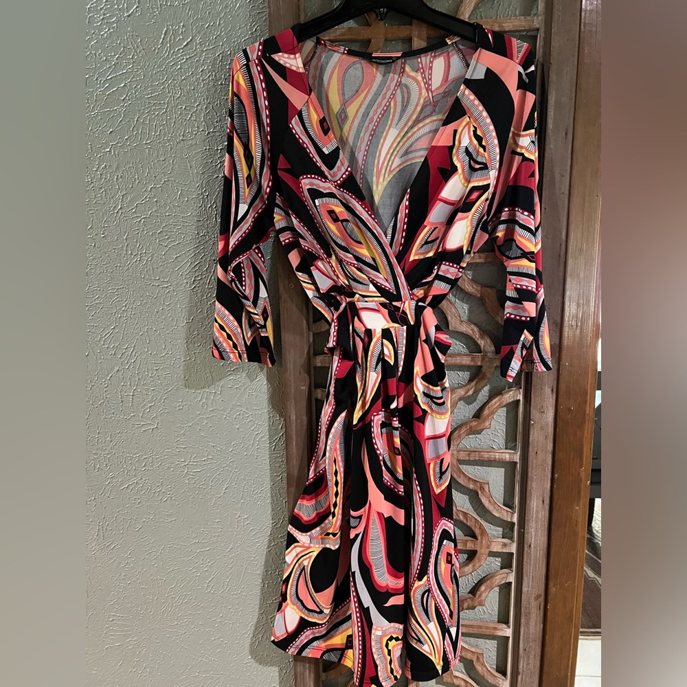 AUTONOMY Retro Paisley style tie waist dress